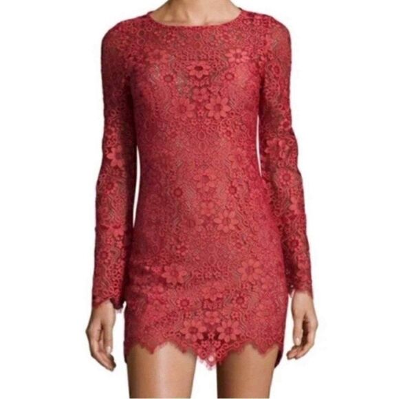For Love and Lemons Dress “Love Bird” Rare Red Lace Sz 4 Nwot - Picture 1 of 8